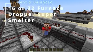 Silent Super Smelter - 16 (32) Furnace
This is a Silent Super smelter (or just one dropper tick if using unbalanced input) for either 16 or 32 Furnaces.
This allows easy fueling (numbers for 16 furnace array)
32 bamboo for 48 items (0.5 stacks for 1.5 stacks)
16 coal for 2 stacks
16 kelp blocks for 5 stacks
16 lava buckets for 25 stacks
This is an upgrade of a video I did a couple of weeks ago.
00:00 - Start
00:21 - Why?
01:29 - How it Works
04:53 - Step by Step
16:19 - Double to 32
World Download:
https://elhedran-minecraft-public.s3.ap-southeast-2.amazonaws.com/Smelter.zip
Schematics:
https://elhedran-minecraft-public.s3.ap-southeast-2.amazonaws.com/DropperSmelter16.litematic
https://elhedran-minecraft-public.s3.ap-southeast-2.amazonaws.com/DropperSmelterMirrored16.litematic
https://elhedran-minecraft-public.s3.ap-southeast-2.amazonaws.com/DropperSmelter32.litematic Silent Super Smelter - 16 (32) Furnace