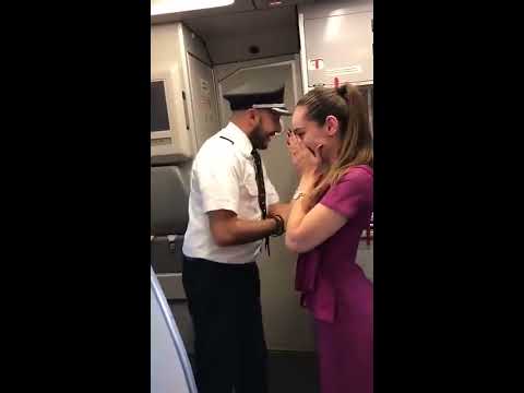Pilot Kissing Hot Air Hostess On Flying Aeroplane - True Love Must
