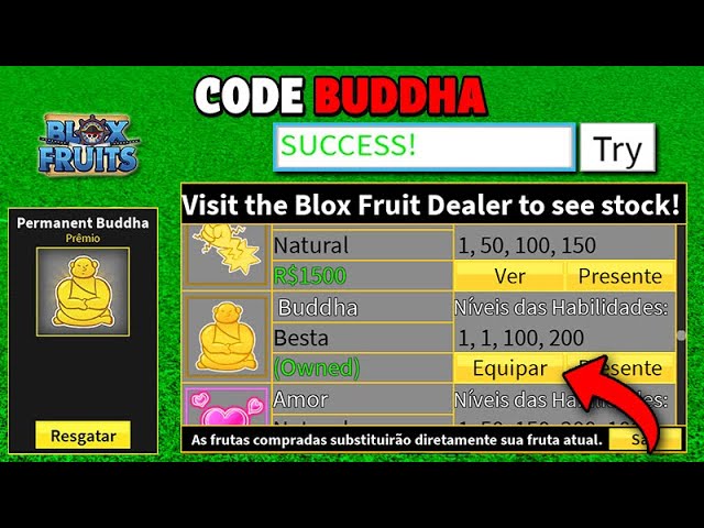 CORRE!! NOVO CÓDIGO DA FRUTA DO BUDDHA PERMANENTE NO BLOX FRUITS (Roblox) 