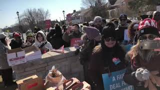 Grade 8 student band plays jazz music to show support to teachers on strike