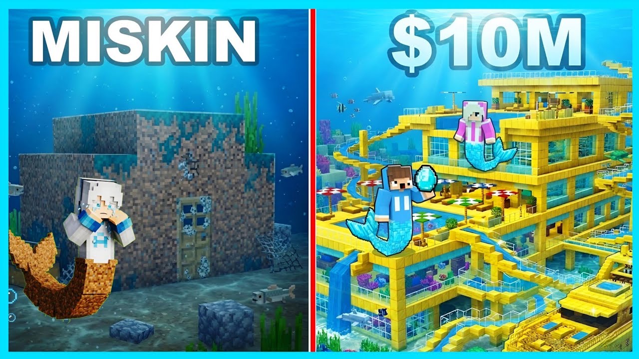 MIPAN & ZUZUZU TANTANGAN BUAT RUMAH MERMAID KAYA VS MERMAID MISKIN DI MINECRAFT!