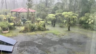 Lots of Heavy Rains from Kona Low in Volcano, Hawaii