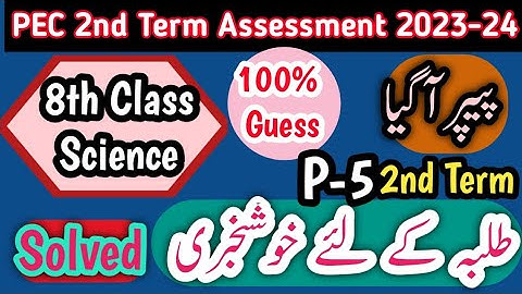 8th Class Science Original Paper 2nd term 2023 |Class 8th Science Paper School Based Assessment 2023