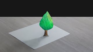 how to draw 3d tree on paper