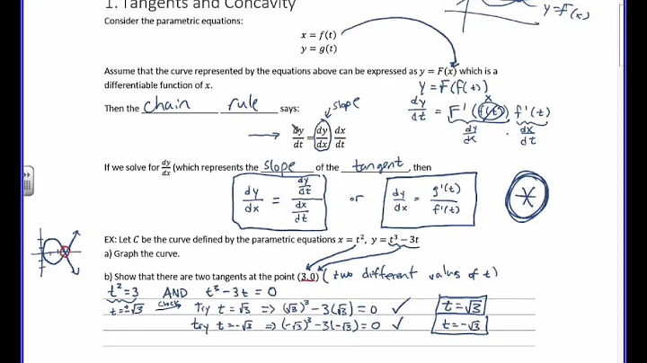 Calculus 2 - 10.2 Calculus with Parametric Curves (Part 1 of 2)