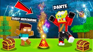 Playing With Firecrackers With Baby Herobrine in Minecraft.
