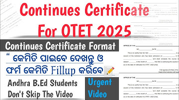 CONTINUE CERTIFICATE FOR OTET ASPIRANTS | How To Fill Up Continue Certificate | Continue certificate