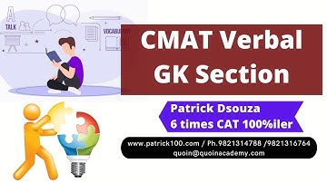 What should be the strategy for Verbal and GK Section | CMAT | Patrick Dsouza | 6 times CAT 100%ile