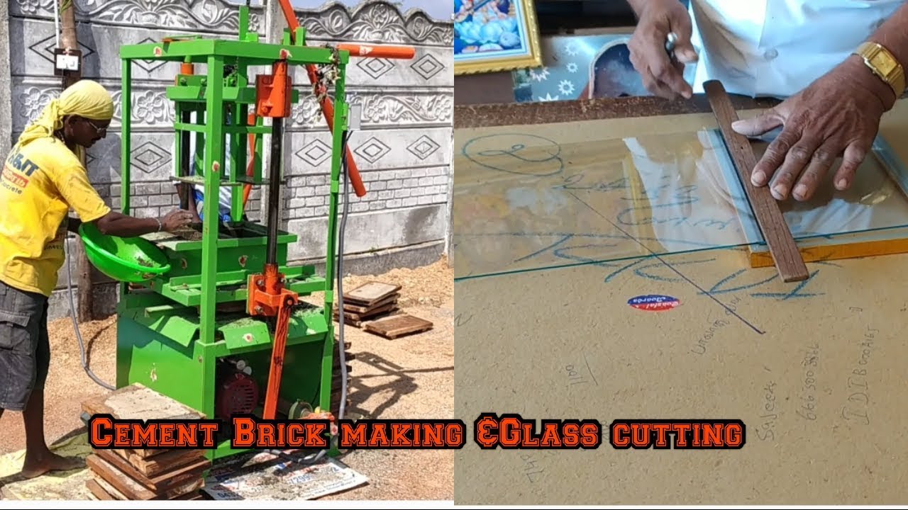 Cement Brick making at Tirumayam &Glass cutting video at karaikudi/In