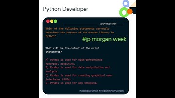 Data Science Python Pandas Library  - JP Morgran Interview