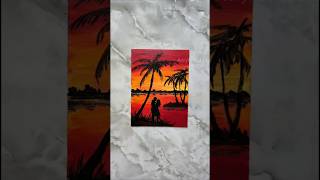"Brennender Horizont" | Einfache Acrylmalerei Sonnenuntergang 🌅🌴 #kunst #acryl #leinwand
