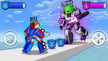 JJ Autobot vs Mikey Evil Decepticon in  RUSH TRANSFORMERS GAME - Maizen Minecraft Animation