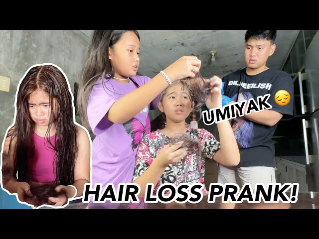 UMIYAK SI ALTHEA 🥲 HAIR LOSS PRANK (gone wrong) class=