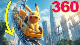 Soooo CUTE!!  Pikachu in riding a roller coaster in 360 (Funny Pokemon GO)