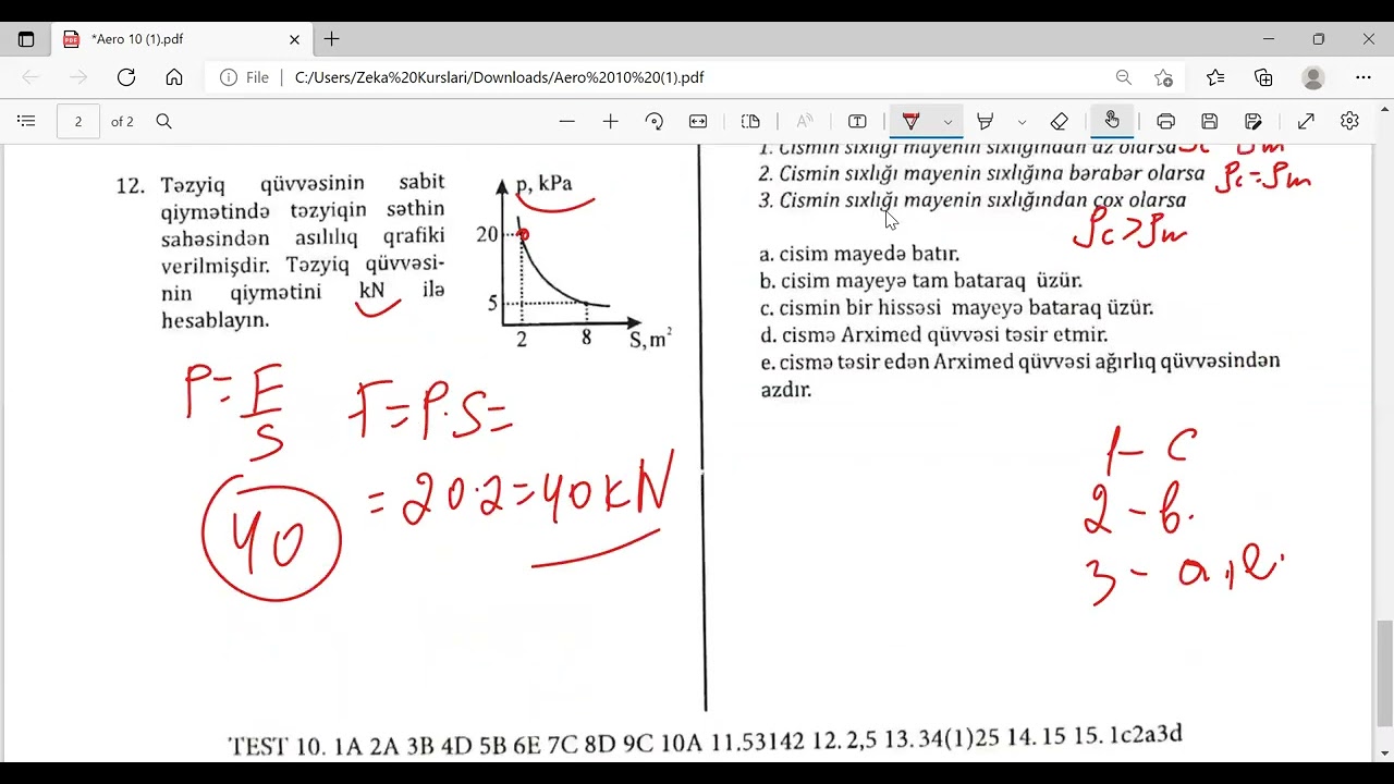 Fizikadan  45 sual. MKN, Termodinamika və Aerohidrostatika. Güvən quizləri 2022