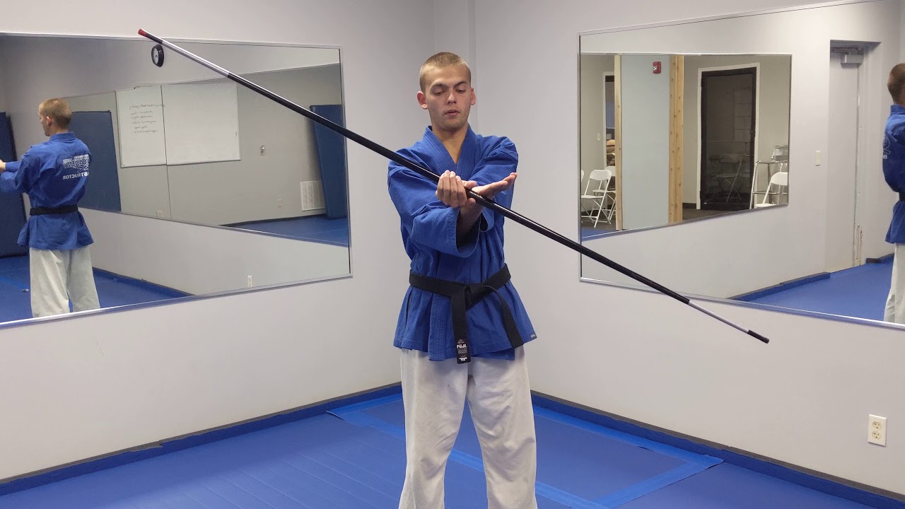 JGMAA Bo Staff Techniques TwoHanded Front Spin YouTube