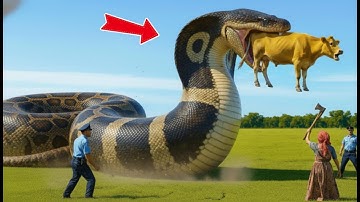 “Emergency Rescue Team Saves Cow from Fatal Bite of Giant Python 🐍  Animal Rescue