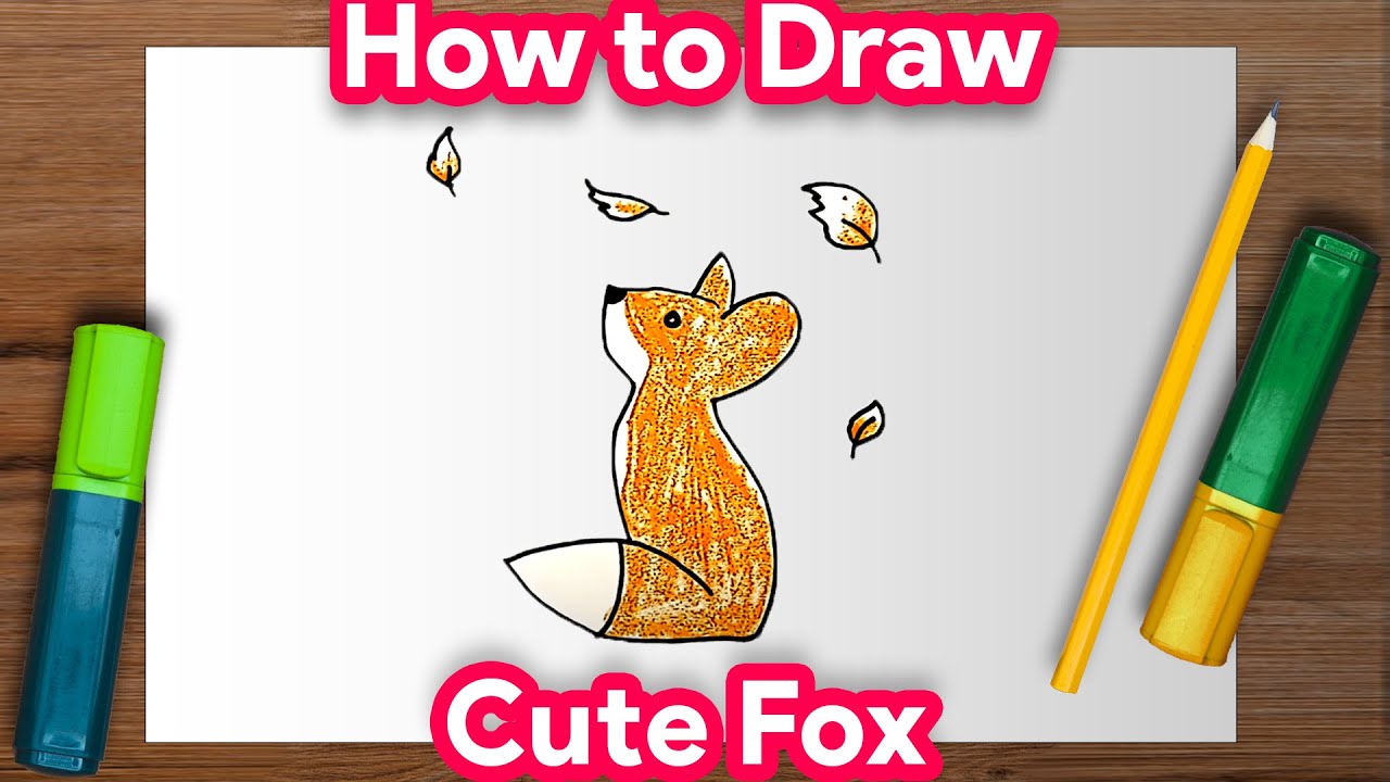 How to draw cute fox drawing ⚡ Fox painting ⚡ YouTube