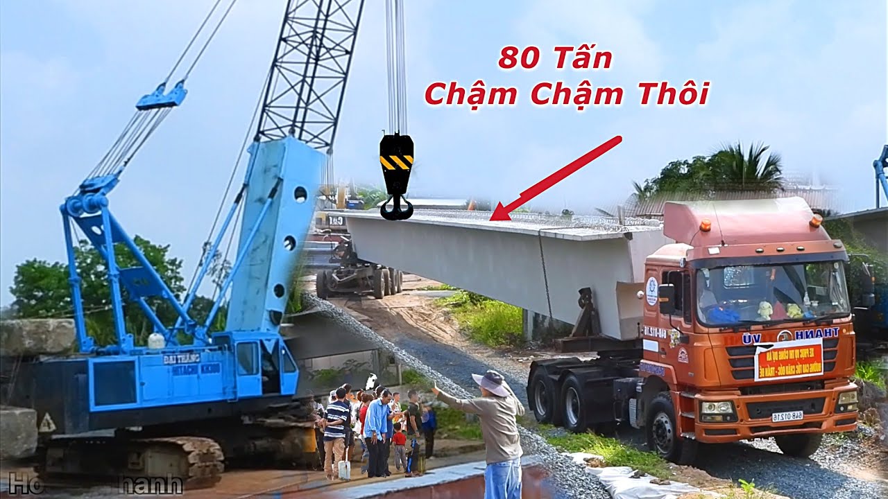 Cây bê tông nặng 80 tấn, không thể tin 4 tài xế phối hợp ăn ý đến mức độ này