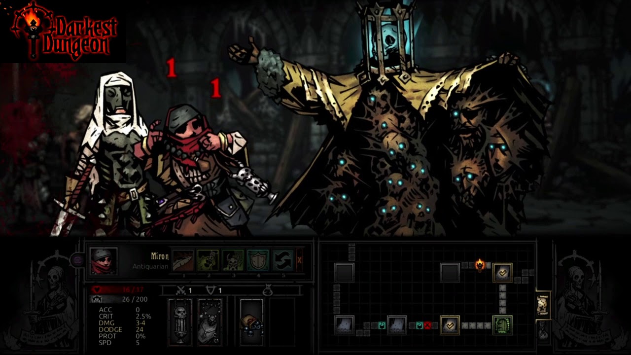 Исследование руин в игре Darkest Dungeon