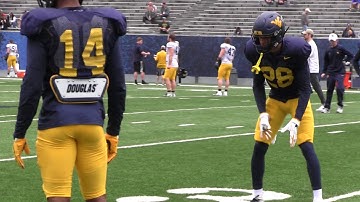 BlueGoldNews.com: WVU Football Spring Practice Cornerback Drill 03/30/19