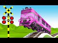 【踏切アニメ】でこぼこの道を走る電車【カンカン】 Railroad Crossing Animation