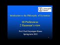 Philosophy of Economics III.2 Preferences: Hausman's view