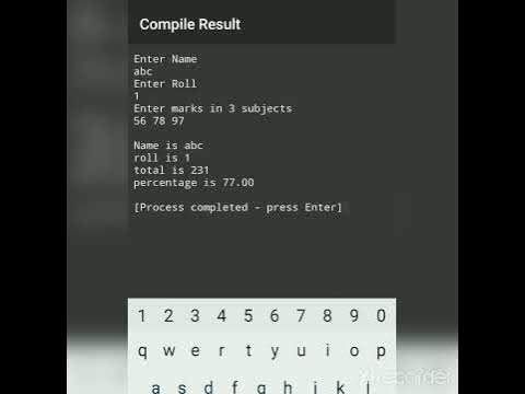 C Program To Accept Name Roll Marks In 3 Subjects Calculate Total ...