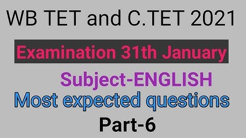 Mock Test of English for WB TET & C TET part-6 by Taufique Ansari
