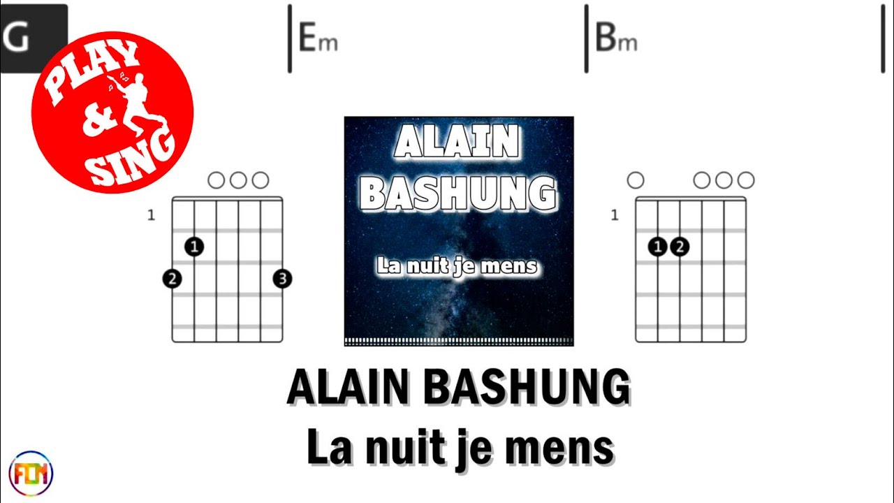 ALAIN BASHUNG La nuit je mens FCN GUITAR CHORDS &amp; LYRICS NO AUDIO - YouTube