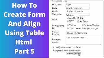 How To Create Form And Align Using Table Html Part 5