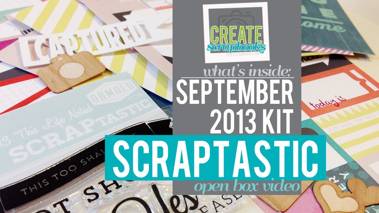 What's Inside: Scraptastic Club's SEPTEMBER 2013 Scrapbook Kits (project life cards, stamps & more!) scrapbook layouts for camping