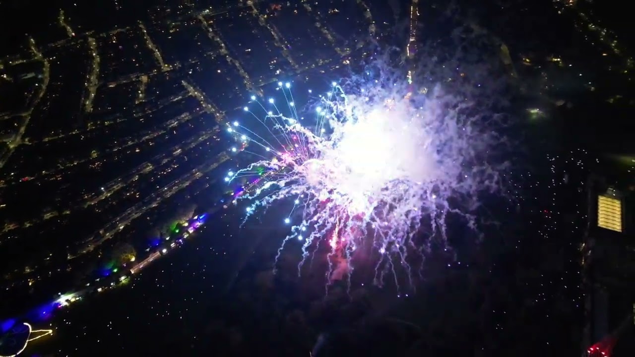 Alexandra Palace fireworks 2024 - aerial view / aerial footage / from the air