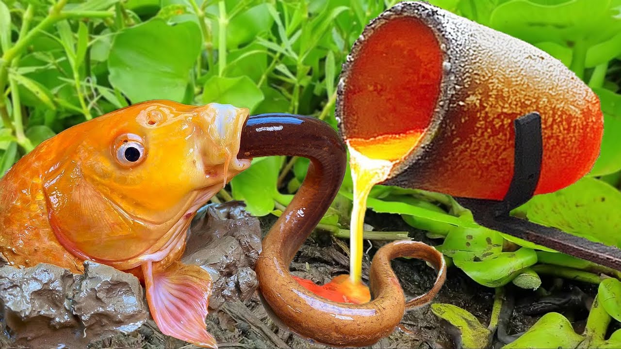 Experiment: Lava vs Big Fish Eating Eel Underground