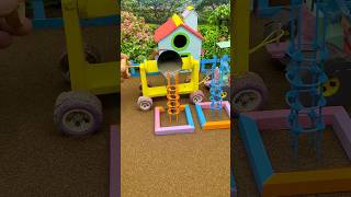 🚜 Real Working Mini Tractor Making Cement Pillar | Amazing DIY Construction Machine 🚜 #shorts