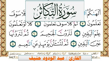 سورة التكاثر عبد الودود حنيف Surah Al Takathor  Abd Al Wadood Haneef برواية حفص عن عاصم