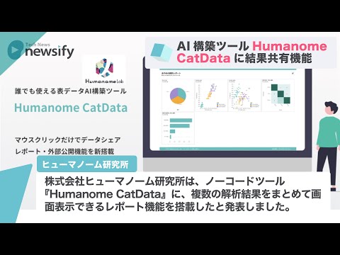 ヒューマノーム研究所、カンタン操作のAI構築ツール「Humanome CatData」に可視化結果を共有する機能を追加(2021年9月3日)