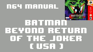 N64 Manual Batman Beyond - Return Of The Joker Usa - Nintendo 64 Game Instructions