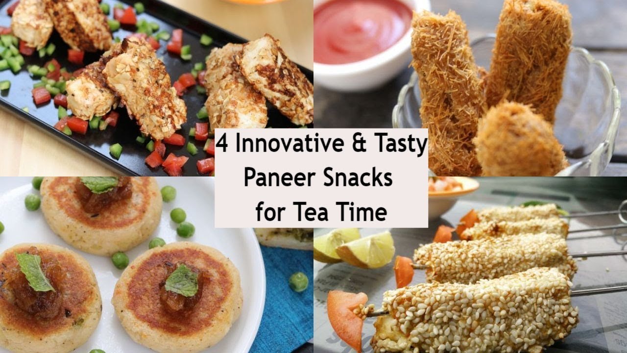 4 Tasty Paneer Snack Recipes | Non Fried Paneer Snacks | Easy Tea Time Snack Recipes | Healthy Kadai