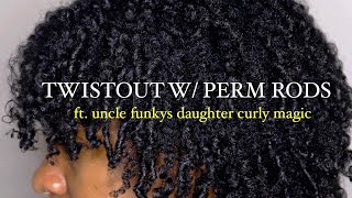 TWISTOUT W/ PERM RODS I ft Uncle Funky&#39;s Daughter Curly Magic Stimulator I Low Porosity Type 4 Hair