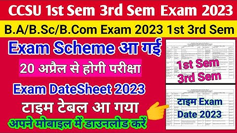 CCSU EXAM 2023 Exam DateSheet BA BSC BCOM 1st Sem 3rd Sem आ गई | ccsu exam scheme 2023 1st sem 3rd