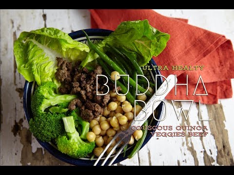 Buddha Bowl | Green veggies, quinoa, couscous & minced beef