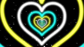 Neon Led Lights Heart Tunnel Romantic Background | Yellow Heart background video screen for 12 HOUR