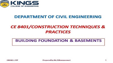 CE8401 - CTP - Building Foundation & Basement