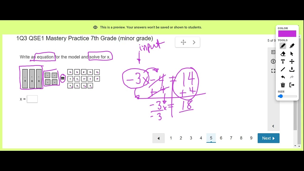Elmhorst Math QSE1 Mastery Practice 7th Grade - YouTube