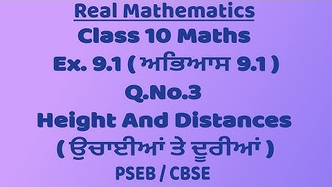 Class10।Maths।Exercise 9.1।Q3।Height and Distances।PSEB।।CBSE ।NCERT।