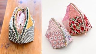 How to sew a Criss Cross Pouch | Patchwork Zipper Pouch | Sewing Makeup Bag