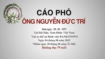 CÁO PHÓ - ÔNG NGUYỄN ĐỨC TRÍ
