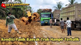 Panic Condition!! Slippery roads cause trucks to slip and almost flip over