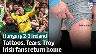 Thumbnail for Joyous Irish football fans return home from Hungary